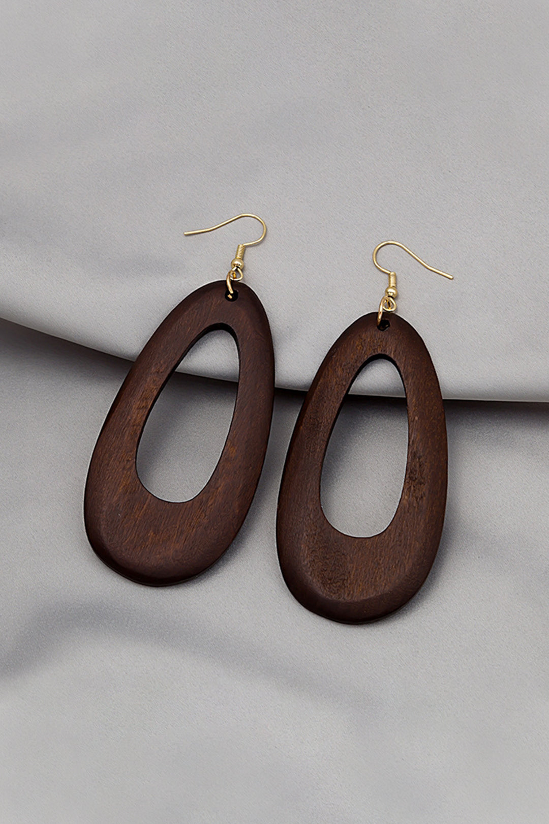 Wooden Teardrop Cutout Earrings